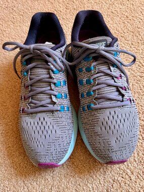 Nike Zoom Woman's Running Grey Sneakers Turq, Lavendar Pink Accents Sz 8.5 #5
